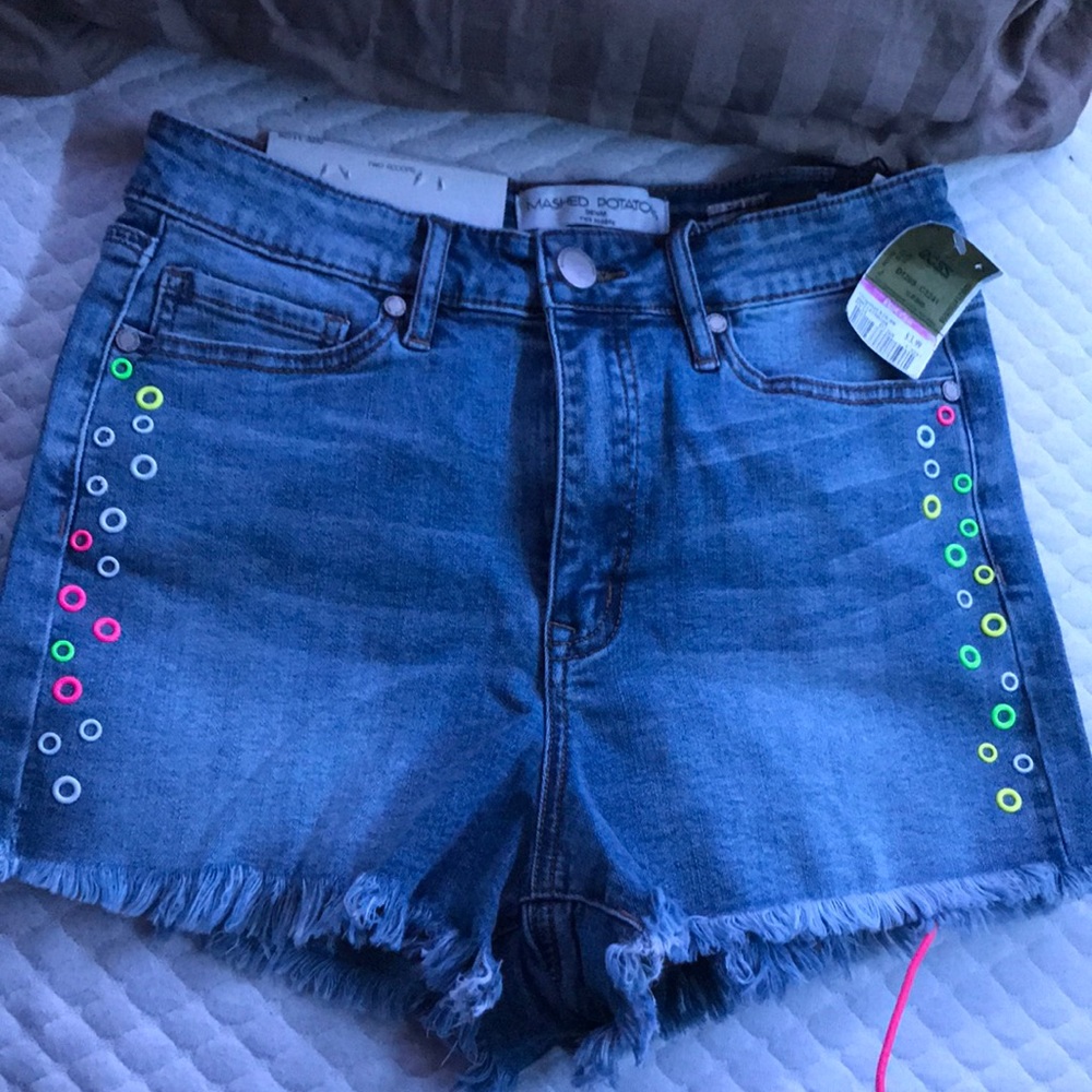 Mashed potato jean shorts